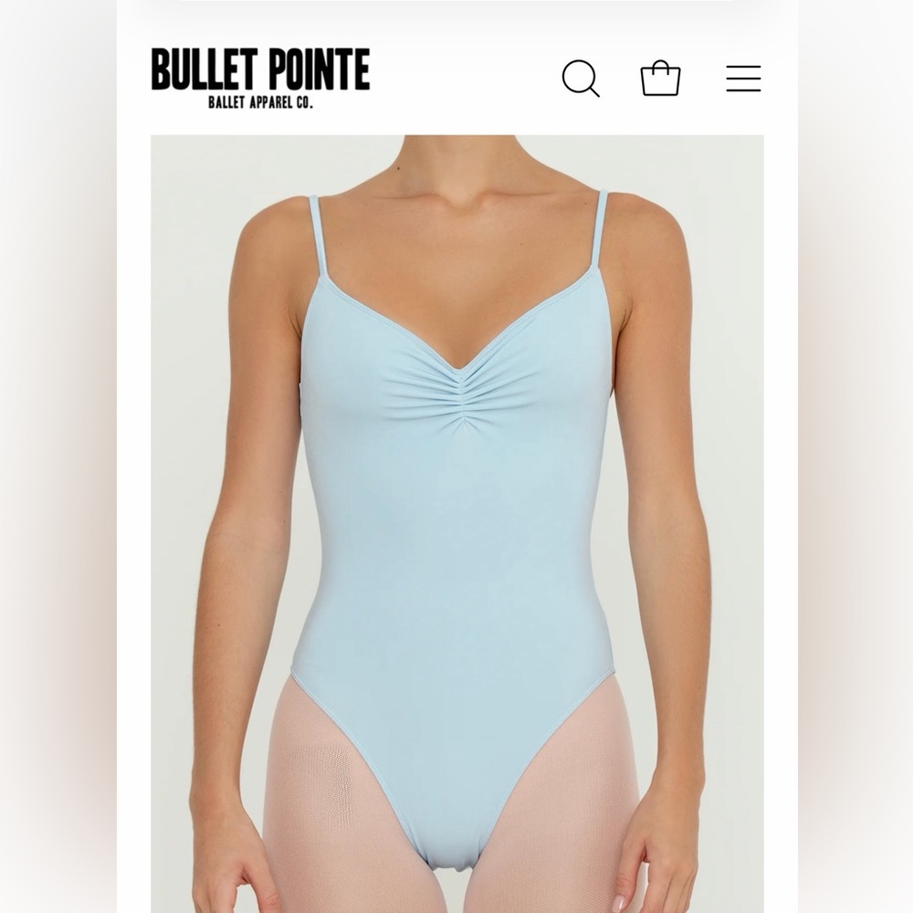 Bullet Pointe pinch front leo in sky blue; worn once. Smoke free home